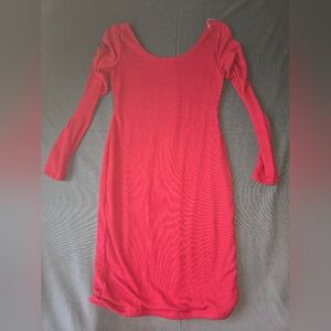 Fashion Nova Vibrant Red Long Sleeve Dress